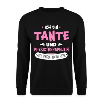 Physiotherapeutin Tante - Unisex Pullover - Schwarz - Vorne - Alina (178cm) & Michal (187cm)