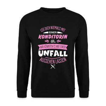 Konditorin - Unisex Pullover - Schwarz - Vorne - Alina (178cm) & Michal (187cm)