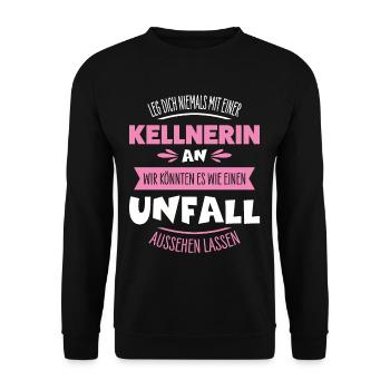 Kellnerin - Unisex Pullover - Schwarz - Vorne - Alina (178cm) & Michal (187cm)
