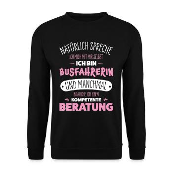 Busfahrerin - Unisex Pullover - Schwarz - Vorne - Alina (178cm) & Michal (187cm)