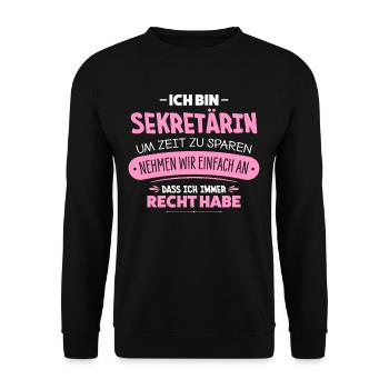Sekretärin - Unisex Pullover - Schwarz - Vorne - Alina (178cm) & Michal (187cm)