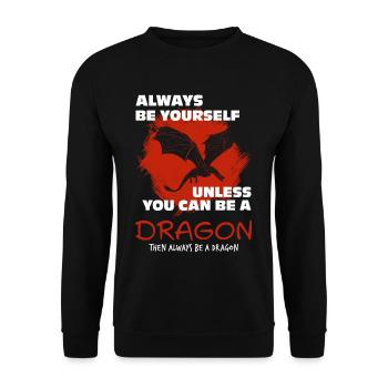 Drache - Unisex Pullover - Schwarz - Vorne - Alina (178cm) & Michal (187cm)