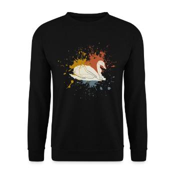 Schwan - Unisex Pullover - Schwarz - Vorne - Alina (178cm) & Michal (187cm)