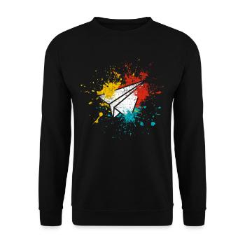 Pilote d’avion papier - Sweat-shirt Unisexe - noir - Devant - Alina (178cm) & Michal (187cm)