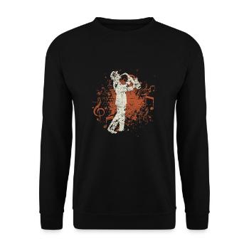 Saxophonist Jazz - Unisex Pullover - Schwarz - Vorne - Alina (178cm) & Michal (187cm)