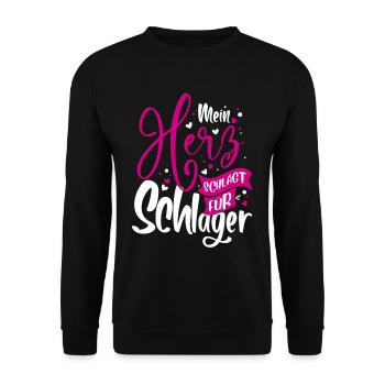 My heart beats for hits - Schlager music - Unisex Sweatshirt - black - Front - Alina (178cm) & Michal (187cm)