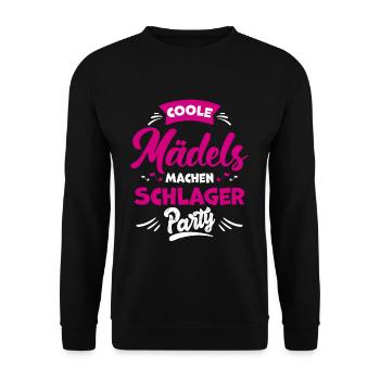 Coole Mädels machen Schlagerparty - Unisex Pullover - Schwarz - Vorne - Alina (178cm) & Michal (187cm)