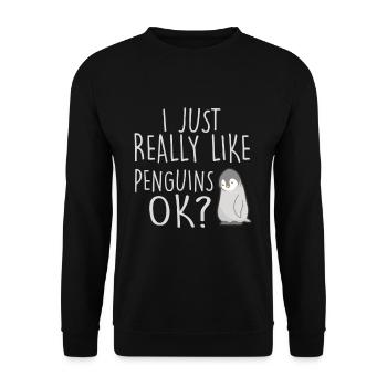 Pinguin - Unisex Pullover - Schwarz - Vorne - Alina (178cm) & Michal (187cm)