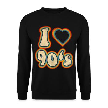 ich liebe die 90's Peace Zeichen - Unisex Pullover - Schwarz - Vorne - Alina (178cm) & Michal (187cm)