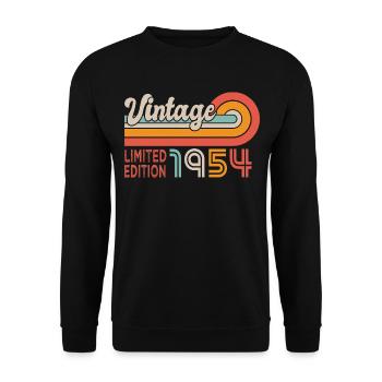 1954 Geburtstag Jahrgang 1954 - Unisex Pullover - Schwarz - Vorne - Alina (178cm) & Michal (187cm)