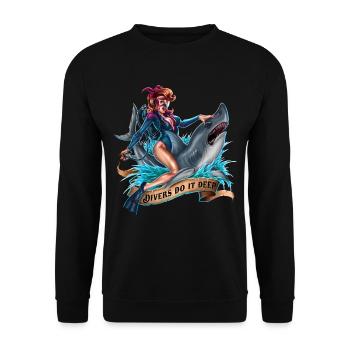 SPD - Tauchen - Divers do it deep - sexy Lady with - Unisex Pullover - Schwarz - Vorne - Alina (178cm) & Michal (187cm)