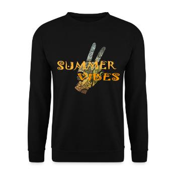 T-shirt with summer vibes print - Unisex Sweatshirt - black - Front - Alina (178cm) & Michal (187cm)