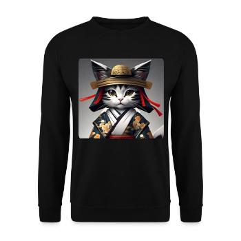 Chat samouraï mignon - Sweat-shirt Unisexe - noir - Devant - Alina (178cm) & Michal (187cm)