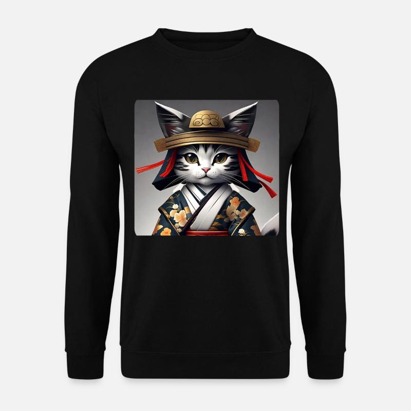 Cute Samurai Cat - Unisex Sweatshirt - black
