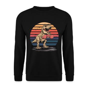 Dinosaurier mit Boxhandschuhen Boxen vintage - Unisex Pullover - Schwarz - Vorne - Alina (178cm) & Michal (187cm)