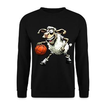 Schaf Basketball / Basketballer Schafe - Unisex Pullover - Schwarz - Vorne - Alina (178cm) & Michal (187cm)