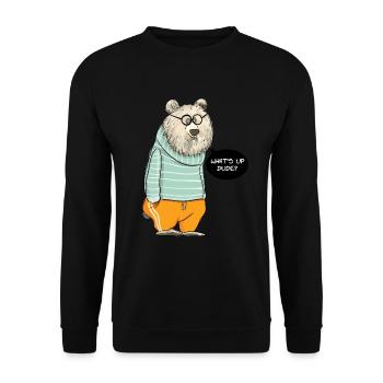 Dude Bear - Unisex Pullover - Schwarz - Vorne - Alina (178cm) & Michal (187cm)