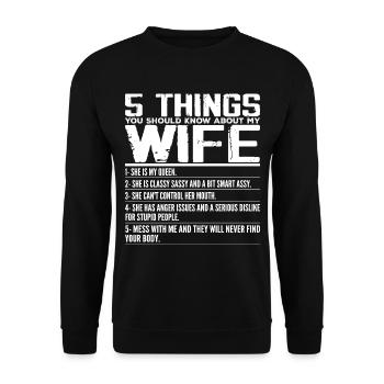 5 Things You Should Know About My Wife - Marriage - Sweat-shirt Unisexe - noir - Devant - Alina (178cm) & Michal (187cm)