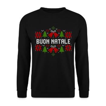 Buon Natale Frohe Weihnachten Italien Geschenk - Unisex Pullover - Schwarz - Vorne - Alina (178cm) & Michal (187cm)