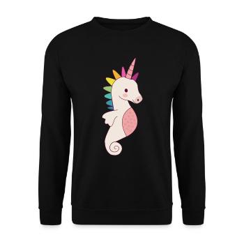 Licorne hippocampe doux cadeau - Sweat-shirt Unisexe - noir - Devant - Alina (178cm) & Michal (187cm)