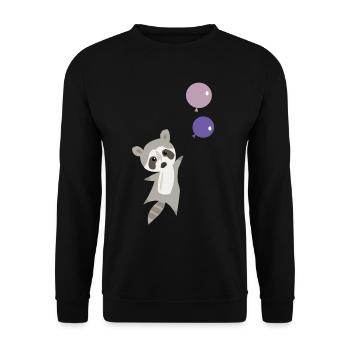 Raton laveur ballon volant doux drôle cadeau enfants - Sweat-shirt Unisexe - noir - Devant - Alina (178cm) & Michal (187cm)