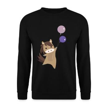 Ballon de cheval volant poney mignon pour les enfants - Sweat-shirt Unisexe - noir - Devant - Alina (178cm) & Michal (187cm)