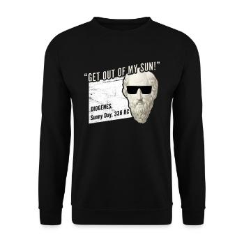 Diogenes Sunny Day Philosophie Student Geschenk - Unisex Pullover - Schwarz - Vorne - Alina (178cm) & Michal (187cm)