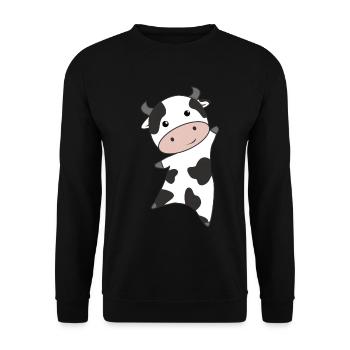 Vache veau bébé vaches taches de vache doux animaux pour enfant - Sweat-shirt Unisexe - noir - Devant - Alina (178cm) & Michal (187cm)