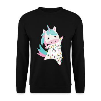 Unicorn magical Christmas fairy lights sweet pink - Unisex Sweatshirt - black - Front - Alina (178cm) & Michal (187cm)