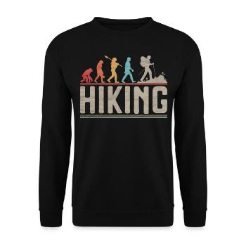 Vintage Hiking Evolution Hiker Funny Trekking - Unisex Sweatshirt - black - Front - Alina (178cm) & Michal (187cm)