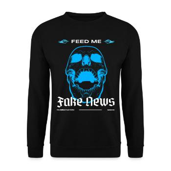 Feed me fake news urban in blue - Unisex Sweatshirt - black - Front - Alina (178cm) & Michal (187cm)