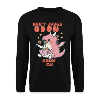 Ne jugez pas Udon Know Me Noodles Pun J - Sweat-shirt Unisexe - noir - Devant - Alina (178cm) & Michal (187cm)