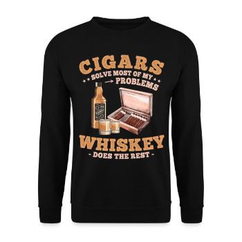Funny Cigar Sayings for Whiskey and Cigars Lovers - Unisex Sweatshirt - black - Front - Alina (178cm) & Michal (187cm)