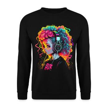 Jolie fille avec des écouteurs - Sweat-shirt Unisexe - noir - Devant - Alina (178cm) & Michal (187cm)