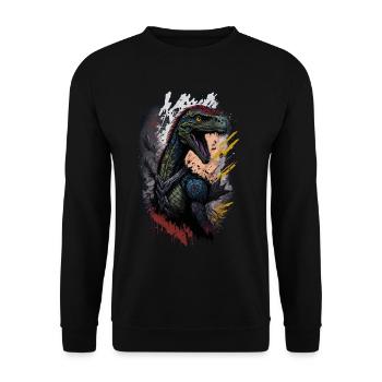 Velociraptor - Unisex Sweatshirt - black - Front - Alina (178cm) & Michal (187cm)