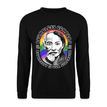 Borderless Genders: LGBTQIA+ Diversity Shirt - Unisex Sweatshirt - black - Front - Alina (178cm) & Michal (187cm)