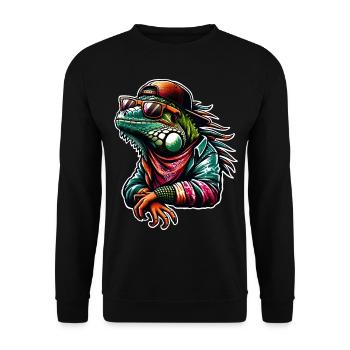 Iguane cool avec lunettes de soleil et casquette - Sweat-shirt Unisexe - noir - Devant - Alina (178cm) & Michal (187cm)