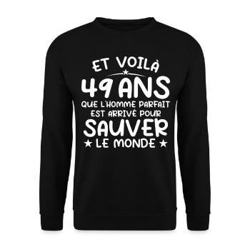 49 years old Gift 49 years Original Gift Men 49 years old - Unisex Sweatshirt - black - Front - Alina (178cm) & Michal (187cm)