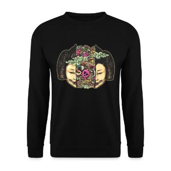 screalsplitdoodleflattranspglow - Unisex Sweatshirt - black - Front - Alina (178cm) & Michal (187cm)
