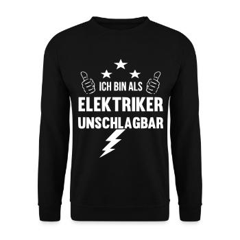 Ich bin als Elektriker unschlagbar - Unisex Pullover - Schwarz - Vorne - Alina (178cm) & Michal (187cm)