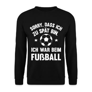 Ich war beim Fußball - Unisex Pullover - Schwarz - Vorne - Alina (178cm) & Michal (187cm)