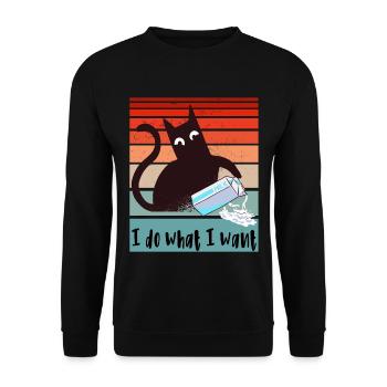 Je fais ce que je veux. Drôles de cartons de lait de chat - Sweat-shirt Unisexe - noir - Devant - Alina (178cm) & Michal (187cm)