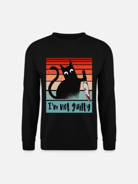 I'm not guilty, Innocent Cat with bloody knife - Unisex Sweatshirt - black