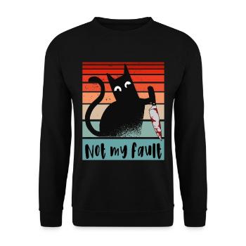 Nicht meine Schuld, Unschuldige Katze mit Messer - Unisex Pullover - Schwarz - Vorne - Alina (178cm) & Michal (187cm)