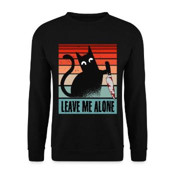 Lass mich in Ruhe, Katze mit Messer - Unisex Pullover - Schwarz - Vorne - Alina (178cm) & Michal (187cm)