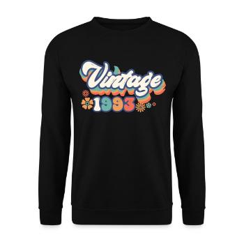 1993 Anniversaire Vintage - Sweat-shirt Unisexe - noir - Devant - Alina (178cm) & Michal (187cm)