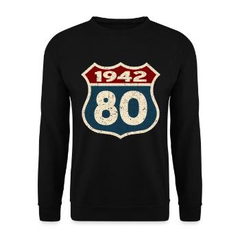 Anniversaire 1942 - 80 ans - Sweat-shirt Unisexe - noir - Devant - Alina (178cm) & Michal (187cm)
