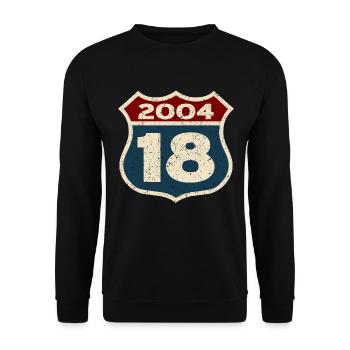 jahrgang 2004 - 18 Jahre - Unisex Pullover - Schwarz - Vorne - Alina (178cm) & Michal (187cm)