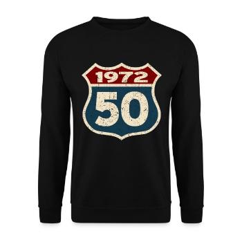 jahrgang 1972 - 50 Jahre - Unisex Pullover - Schwarz - Vorne - Alina (178cm) & Michal (187cm)