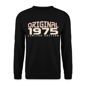 Jahrgang 1975 limitierte Auflage 1975 Geburtstag - Unisex Pullover - Schwarz - Vorne - Alina (178cm) & Michal (187cm)